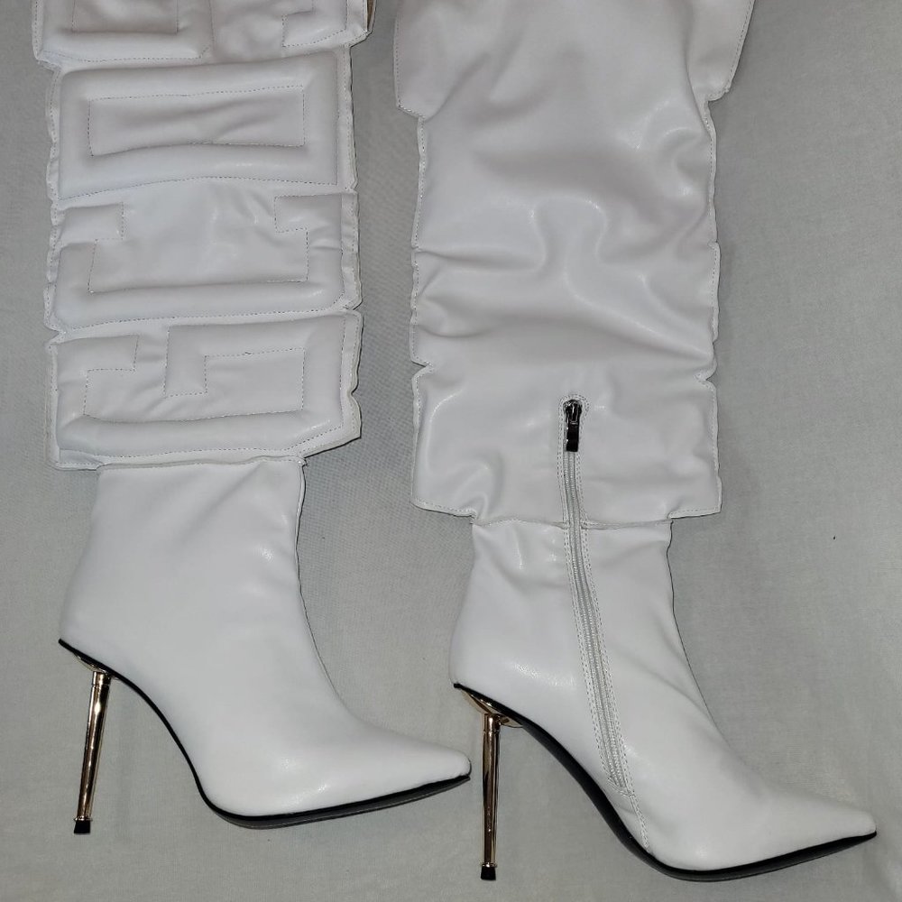 GCDS Inspired Vinyl Material Knee High Boots